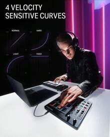 Donner MIDI Controller For Beginners DJ Equipment Music Producers MIDI Pad Beat Maker Portable With 16 Beat Pads 2 Assignable Fader Knobs Music Production Software Included USB MIDI Pad Controller DPD-16 - Black - View 4