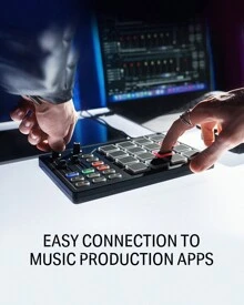 Donner MIDI Controller For Beginners DJ Equipment Music Producers MIDI Pad Beat Maker Portable With 16 Beat Pads 2 Assignable Fader Knobs Music Production Software Included USB MIDI Pad Controller DPD-16 - Black - View 6