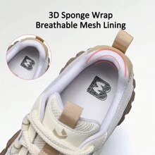 somiliss New Style Sports Style Non-Slip Women's Sports Casual Shoes Front Lace-Up Microfiber Leather Mesh Breathable And Comfortable Student Beige Running Shoes Fashionable High-End Low-Top Outdoor Mountaineering Walking Shoes - Beige - View 6