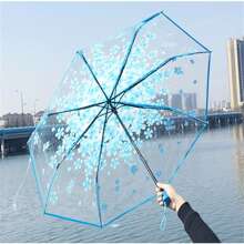 1pc Transparent Foldable Sakura Flower Umbrella, Cute And Fresh Mori Style Mini Umbrella - View 7