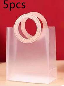 10pcs/5pcs/1pc Frosted Transparent Round Handbags, Valentine's Day Shower Gift Bags, Wedding Gift Bags, Candy Bridesmaid Gift Bags, Jewelry Store Shopping Bags, Wedding Bridesmaid Gift Bags, Gift Packaging Bags, Clothing Shopping Bags, Cute Handbags Suitable For Weddings, Birthdays, Valentine's Day, PP Frosted Transparent Round Handbags-Very Suitable For Valentine's Day Flowers, Network Celebrity Stalls, Wedding Gifts, Bridesmaid Gifts, Etc. -Made Of PP Material Valentine Day - Multicolor - View 11