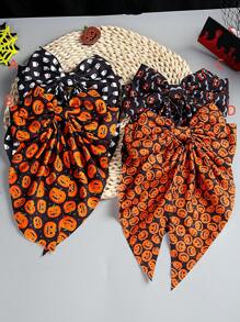 1pc Christmas/Halloween Pumpkin Head, Clown, Ghost Pattern Bowknot Hairclip Barrette Accessories, Suitable For Festival Party Gifts (Plus Size)