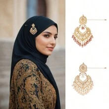 1 Peça Alfinete de Metal Hijab Vintage de Luxo #63, Broche Assimétrico de Estilo Real para Mulheres, Acessório de Moda Elegante