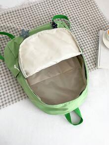 Canvas Starry Backpack For Campus Niche Girls, Cute And Colorful Japanese Style, Large Capacity For Junior And Senior High School Students - Green - View 6