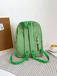 Canvas Starry Backpack For Campus Niche Girls, Cute And Colorful Japanese Style, Large Capacity For Junior And Senior High School Students - Green - View 5