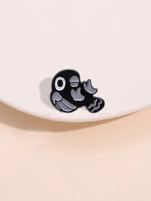 1件創意黑鳥玩耍胸針,可愛卡通珠寶,男女日常穿著皆宜