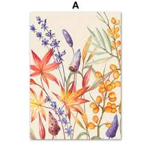 1 pieza Carteles de otoño con citas, hojas de otoño y calabaza, impresiones de arte de pared para sala de estar, pintura en lienzo para decoración del hogar - Multicolor - Ver 24