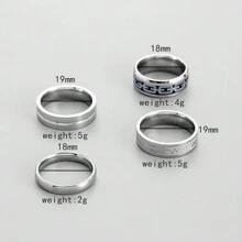 4 Stück Punk Graffiti Elektrokardiogramm Edelstahl Ring Set, geeignet für Herren