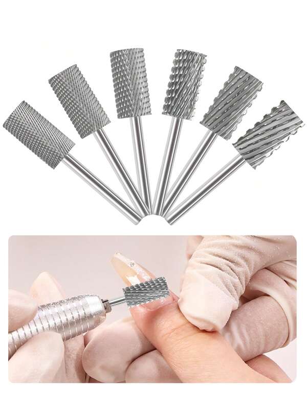 1pc Professional High-Quality Tungsten Steel Round & Flat Nail Drill Bit, Fast Nail Buffing & No Overheating