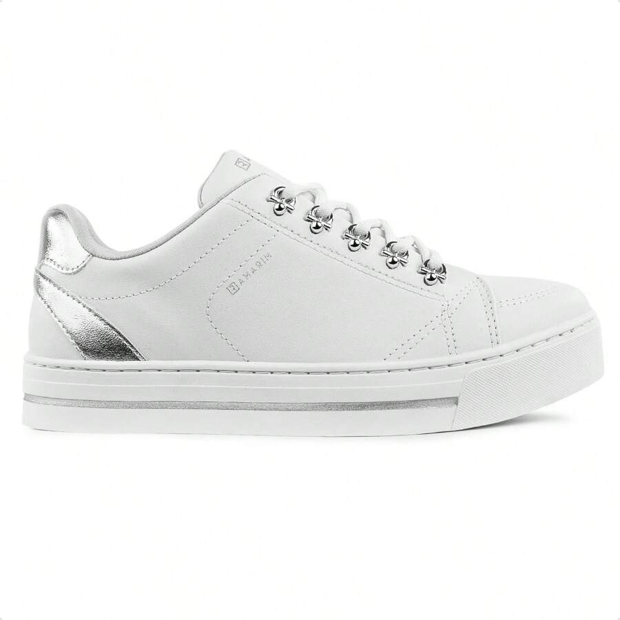 Ramarim Casual Women's Lace-Up Tennis ORIGINAL With TAX NOTE And WARRANTY - BRANCO / PRATA - 查看 1