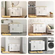 Rolling Kitchen Island With Storage, 2 Drawers, Kitchen Island With Drop Leaf, Kitchen Islands Carts W/ 3 Spice Rack Shelf, Tilt Out Cabinet, Pet Proof Trash Can, Black