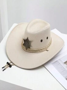 Pălărie de soare occidentală, accesorii stea cu șase colțuri din bronz, pălărie de cowboy vintage de vest, pălărie moale, pălărie de petrecere în aer liber, pălărie de cowboy de bar 1 bucată Halloween