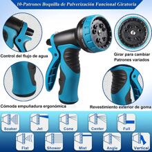 Manguera de Jardín Expandible 15 Metros - Manguera de Agua Flexible con 10 Modos de Pulverización Manguera de Lavado de Coches con Conector de Latón Sólido - Tubos de Expansión a Prueba de Fugas para Regar y Limpiar - Azul - Ver 4