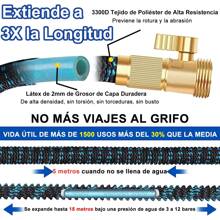 Manguera de Jardín Expandible 15 Metros - Manguera de Agua Flexible con 10 Modos de Pulverización Manguera de Lavado de Coches con Conector de Latón Sólido - Tubos de Expansión a Prueba de Fugas para Regar y Limpiar - Azul - Ver 2