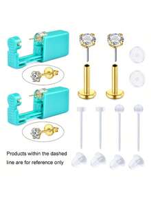 CIZME 10Pcs Ear Piercing Gun Kit Earring Gun Piercing Kit Earring Gun Piercing Kit Piercing Gun Earrings Studs Ear Piercing Needle Kit With Earrings Silver Gold - Ear Piercing Gun Kit - View 10