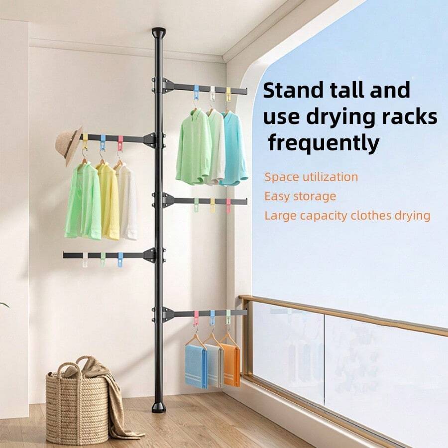 Free Standing Laundry Drying Rack, Extendable Indoor Outdoor Towel Clothes Hanger, No Drilling - Scalable - View 1