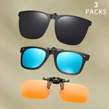 3 副女士偏光夹式眼镜，大镜框翻转夹适合处方眼镜，适合徒步旅行、驾驶 - 彩色 - 查看 10