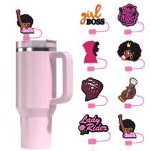 1 件/5 件/12 件字母和粉色吸管盖适用于玻璃杯盖，可爱硅胶吸管盖配件适用于 10 毫米饮用吸管头盖 - 易于清洁，可重复使用的吸管盖适用于冷热饮料，母亲节礼物