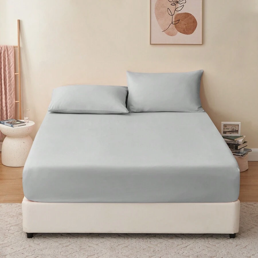Fitted Sheet Deep - White Bottom Sheet With 40cm Extra Deep Sided Pocket - Light Grey - View 1
