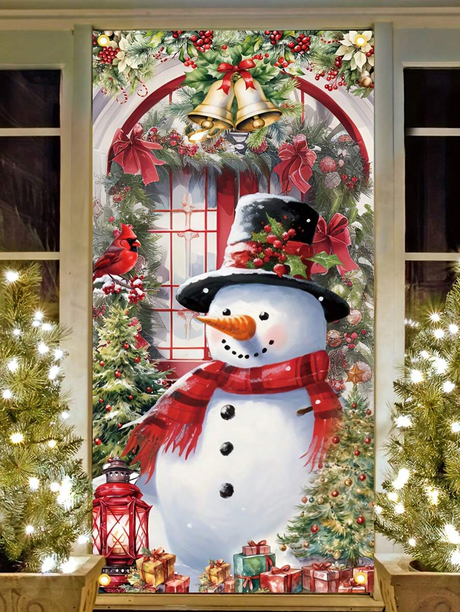 1pc Santa Claus And Snowman Decorative Door Banner, Christmas,Christmas - Multicolor - View 1
