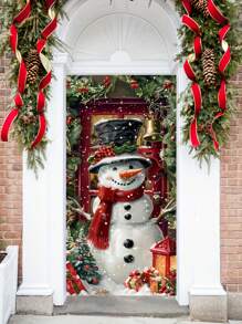 1pc Santa Claus And Snowman Decorative Door Banner, Christmas,Christmas - Multicolor - View 5