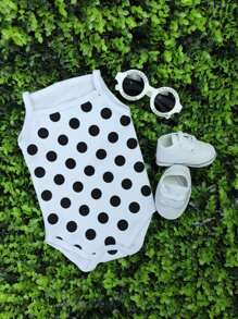 Baby Girl Strappy Bodysuit Summer Clothes Printed 100% Suedine - trắng - Xem 2