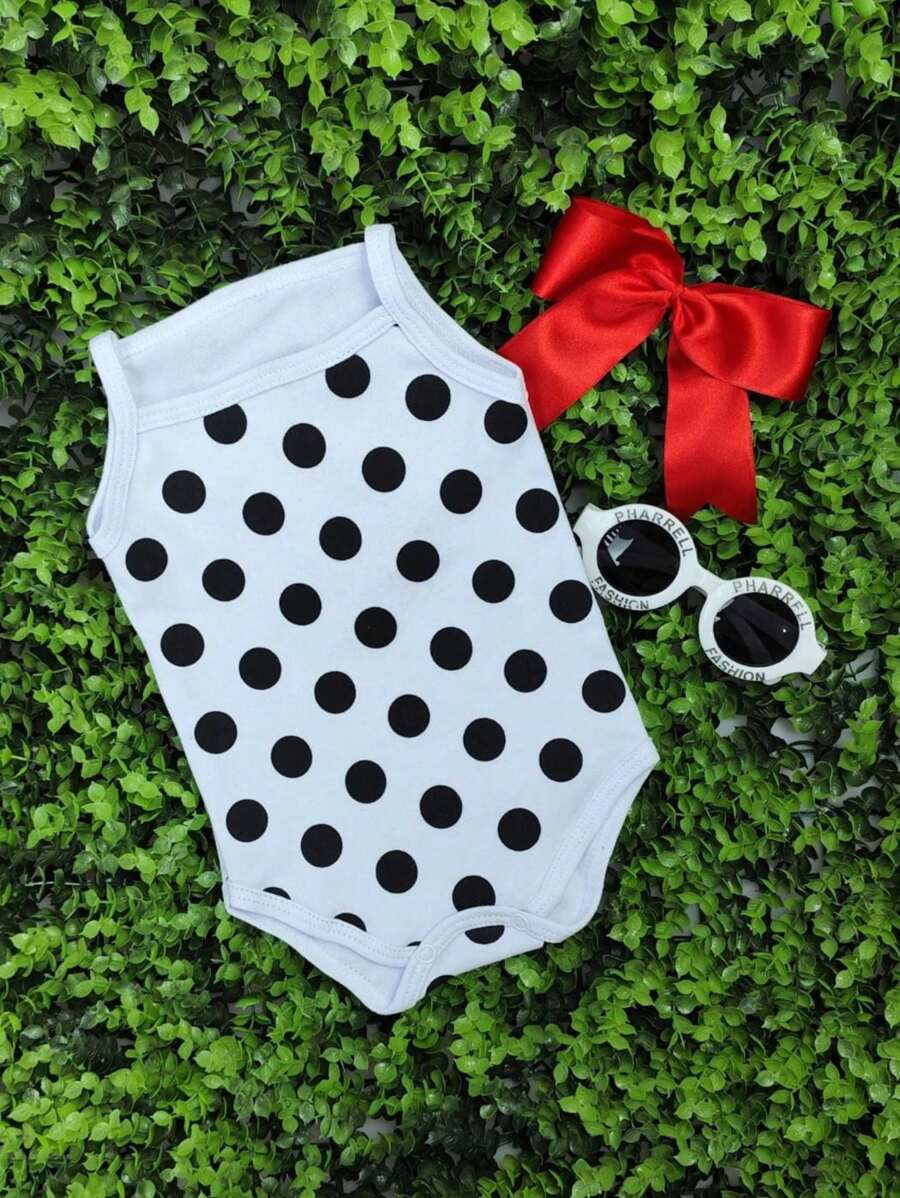 Baby Girl Strappy Bodysuit Summer Clothes Printed 100% Suedine - trắng - Xem 1