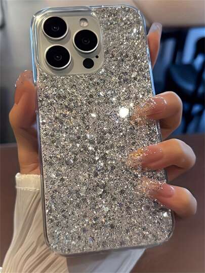 Apple Luxury Fashion Bling Glitter Clear Silicone Phone Case Compatible With IPhone 16 15 13 14 12 11 Pro Max 14 15 Plus 12 13 MiNi Shockproof Back Cover Cases Waterproof Anti-Fall Scratch Resistant