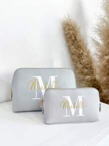 1pc Personalized Makeup Bag With Name, Gift For Women/Mom/Mother's Day/Makeup Pouch/Birthday/Best Friend/Toiletry Bag, Makeup Bag, Travel Accessories - Multicolor - View 2