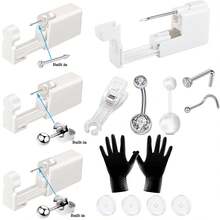 15pcs/Sets Ear Piercing Kit Nose Piercing Kit Belly Button Piercing Kit,Self Body Piercing Kit Sets At Home - White - View 16