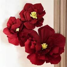 3件套（小号+中号+大号）纸花装饰，3D仿真花摆件，墙面背景装饰，适用于婚礼装饰和派对背景