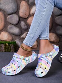 Damen Outdoor-/Innen Bequeme & modische farbenfrohe Blumen Muster Gartenschuhe/Pantoffeln/Strandssandalen