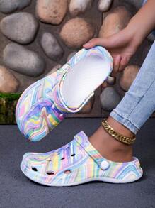 Damen Outdoor-/Innen Bequeme & modische farbenfrohe Blumen Muster Gartenschuhe/Pantoffeln/Strandssandalen
