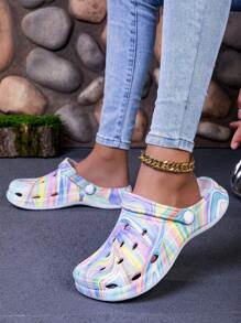 Damen Outdoor-/Innen Bequeme & modische farbenfrohe Blumen Muster Gartenschuhe/Pantoffeln/Strandssandalen