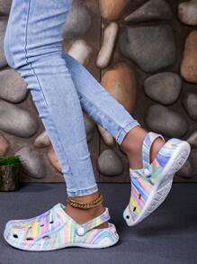 Damen Outdoor-/Innen Bequeme & modische farbenfrohe Blumen Muster Gartenschuhe/Pantoffeln/Strandssandalen