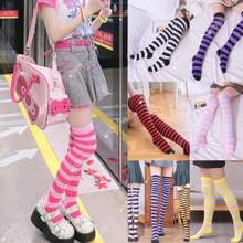 Women Over The Knee Socks - Blanco y Negro - Ver 3