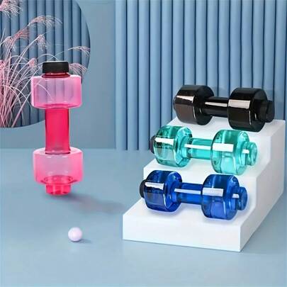 2pcs Portable Water-Filled Dumbbell Fitness Water Bottle: High-Quality Plastic For Outdoor And Indoor Workout Gym Accessories