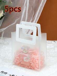 10pcs/5pcs/1pc Frosted Transparent Round Handbags, Valentine's Day Shower Gift Bags, Wedding Gift Bags, Candy Bridesmaid Gift Bags, Jewelry Store Shopping Bags, Wedding Bridesmaid Gift Bags, Gift Packaging Bags, Clothing Shopping Bags, Cute Handbags Suitable For Weddings, Birthdays, Valentine's Day, PP Frosted Transparent Round Handbags-Very Suitable For Valentine's Day Flowers, Network Celebrity Stalls, Wedding Gifts, Bridesmaid Gifts, Etc. -Made Of PP Material Valentine Day - Multicolor - View 19