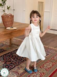 1 pièce Robe débardeur à encolure dégagée minimaliste de style de vacances pour filles, été