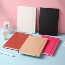 1A5 Skin-Feel PU Leather Business Meeting Record Book Office Student Diary 100 Sheets 200 Pages Soft Cover Thick Book Work Notebook Suitable For Men And Women Office School Writing Family Thickened Horizontal Line Diary (Without Stickers) Back To School