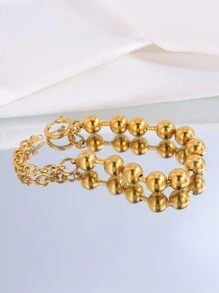 Camhanno 1 pieza de brazalete de acero inoxidable ligero y lujoso, adecuado para uso diario por mujeres - Dorado - Ver 3