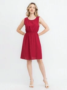JIN SER Viscose Dress - Burgundy - View 2