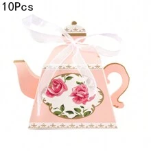 10 Chiếc Ấm Trà Hình Hộp Đựng Kẹo Có Ruy Băng, Giấy Trang Trí Tiệc Trà Ủng Hộ Hộp Quà Tặng Cho Đám Cưới, Tiệc Cưới Cô Dâu, Sinh Nhật - Nhiều màu - Xem 7