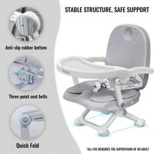 UBRAVOO High Chairs For Babies And Toddlers, Portable Baby Meal Chair,Booster Seat  Comfortable For Dining Table With Folding Booster Seat - Grey - View 4
