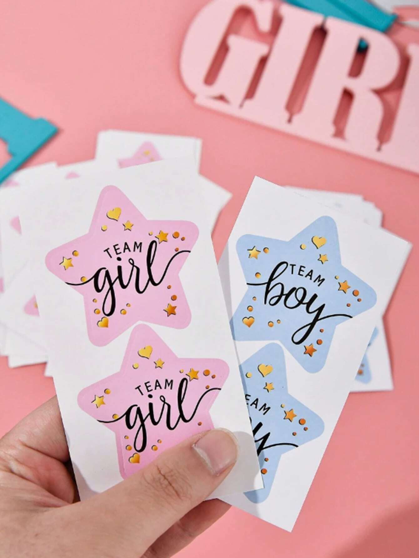24pcs Gender Reveal Party Invitation Cards & Voting Stickers, Boy Team