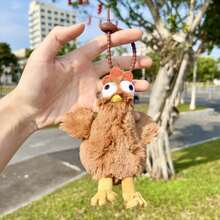 Muñeco de peluche de gallina ponedora con colgante, muñeco creativo y divertido de gallo y gallina poniendo huevos, llavero - Multicolor - Ver 7