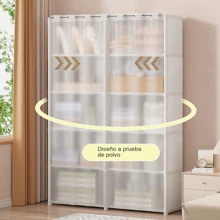 Armario simple a prueba de polvo tumey, armario para guardar ropa, almacenamiento de ropa multicapa - Blanco - Ver 6