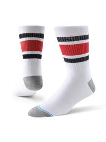 1 Pair Of Men Socks Sport Funny Socks White Socks Women Socks Striped Mid-Tube Stocking Solid Color Fashion Socks Pop Socks Winter Socks Stockings