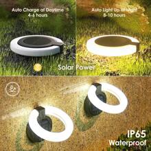 Solar Ground Lights Outdoor, 17 LEDs Solar Disc Lights IP65 Waterproof Flat Solar Lights, Pathway Lights Solar Powered For Garden Lawn Patio Yard Path Landscape, (Cool White/Warm White) - 純白 - 查看 7