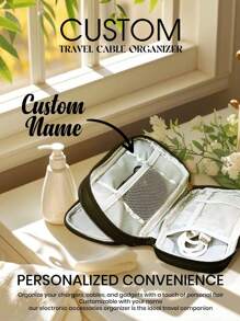 1 pieza Organizador de cables de viaje personalizado, organizador de cables y cargadores personalizado, organizador de viaje para electrónicos personalizado, estuche para tecnología, bolsa organizadora de accesorios tecnológicos, organizador de cables de viaje, almacenamiento de cables, estuche organizador electrónico, antivertido, organización de cables, regalo de cumpleaños, regalo del Día de la Madre, regalo del Día del Padre, regalo para mejor amigo, regalo para mamá/papá/ella/él/novia/novio/esposa/esposo/amigo - Rosa - Ver 7